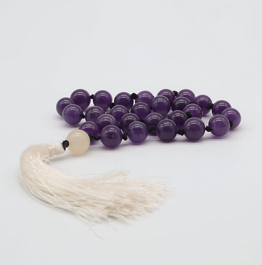 Hand Knotted 27 Beads Amethyst & Rose Quartz Pocket Mala