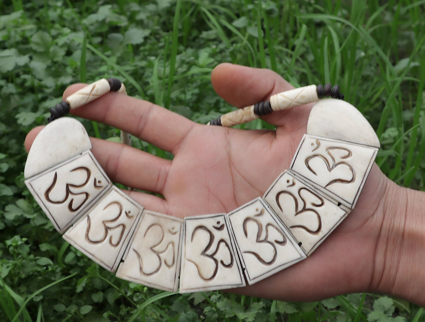 'OM' Carved Bone Jewelry Set - MOQ 10 Pcs