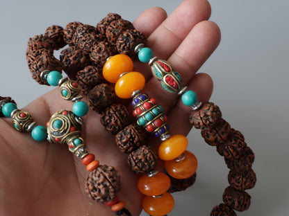 Tibetan Rudraksha With Natural Stones