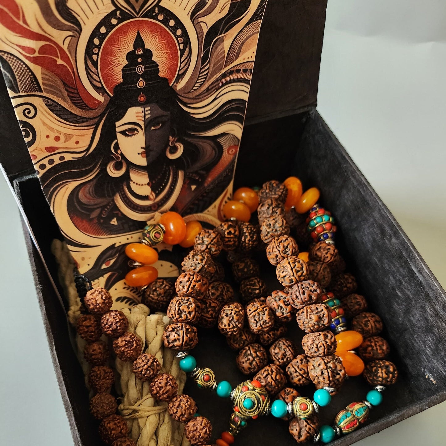 Tibetan Rudraksha With Natural Stones